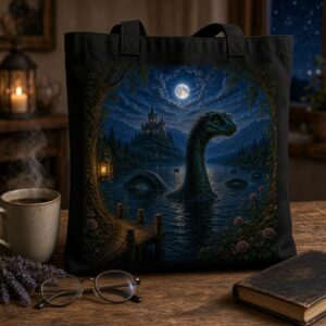 Shopping bag in cotone colorata - Lochy, il misterioso abitante del lago